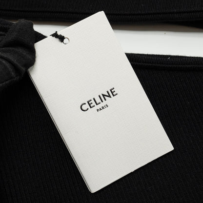 Celine Size One Shoulder Underpinning Wool/Polyamide Black
