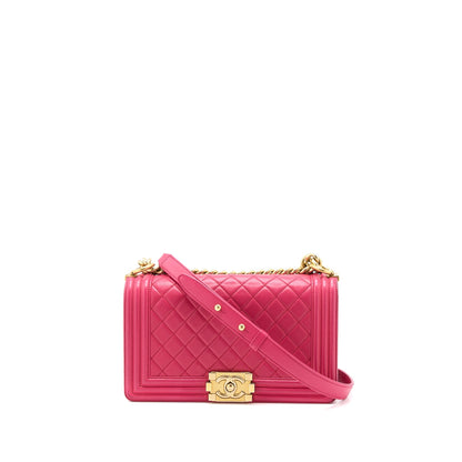 Chanel Medium Boy Bag Lambskin Pink GHW