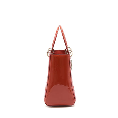 Dior Medium Lady Dior Patent Coral Pink