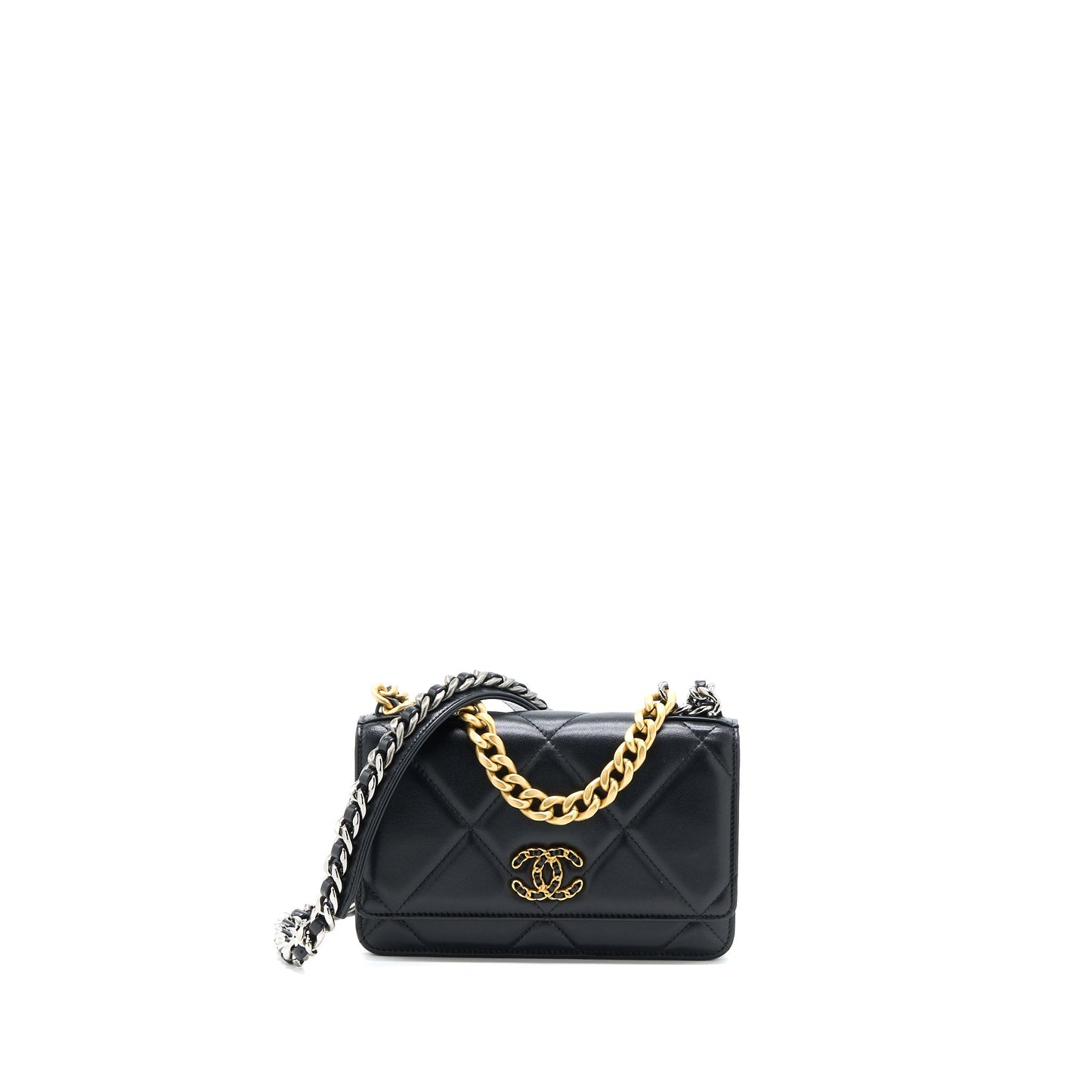 Chanel 19 Wallet On chain Lambskin Black Multicolour Hardware (Microchip)