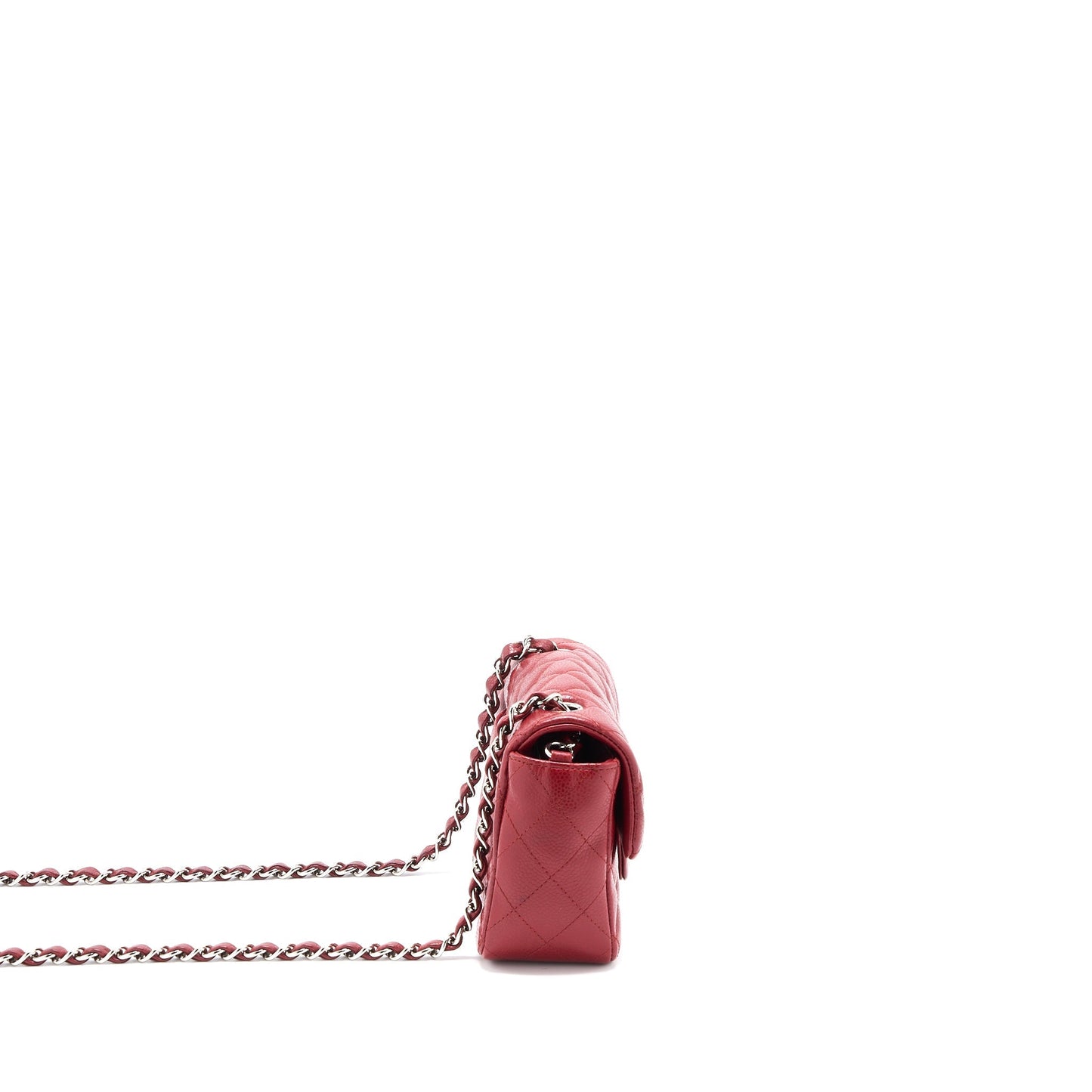 Chanel Mini Rectangular Flap Bag Caviar Red SHW