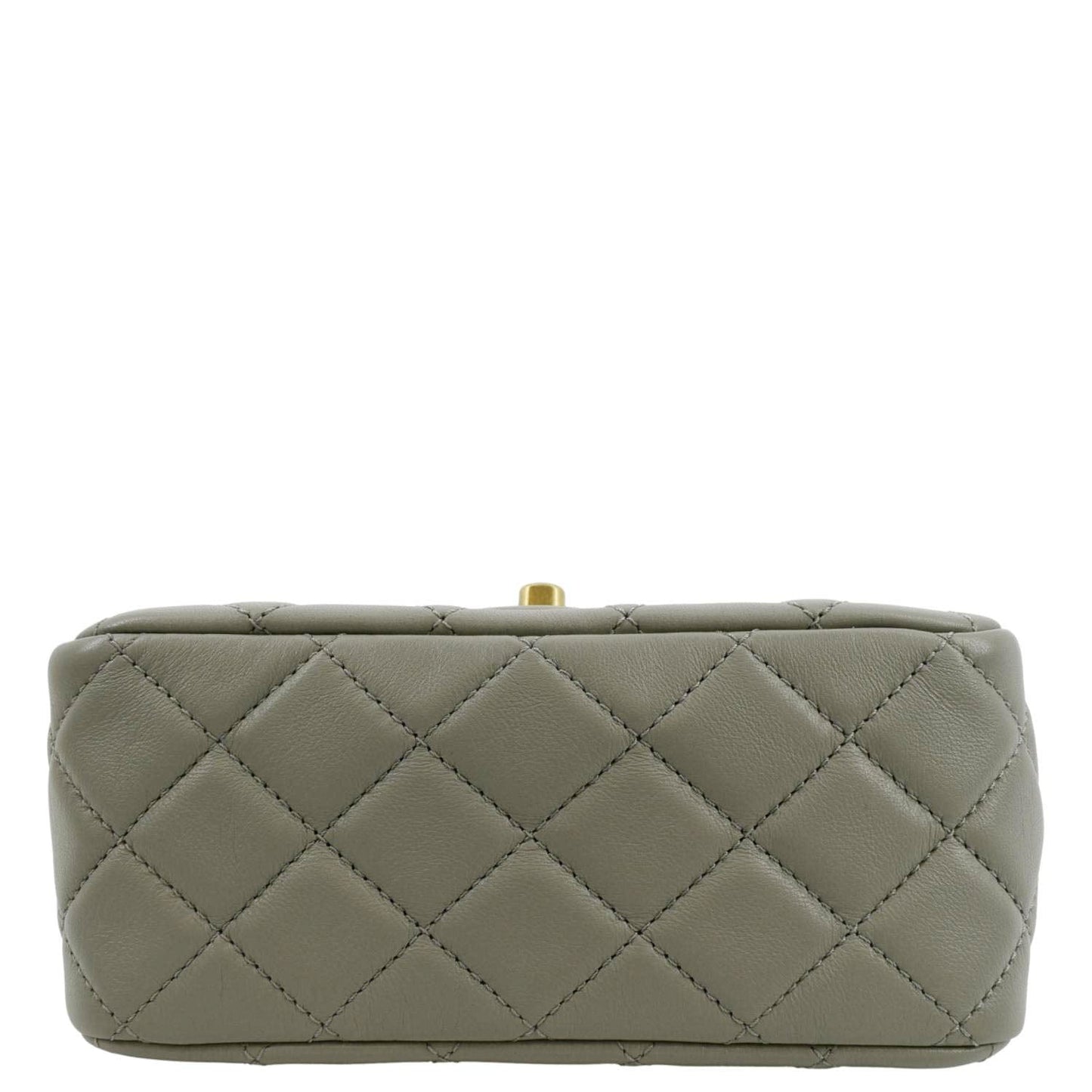 CHANEL CC Pearl Crush Mini Flap Quilted Lambskin Leather Shoulder Bag Light Grey