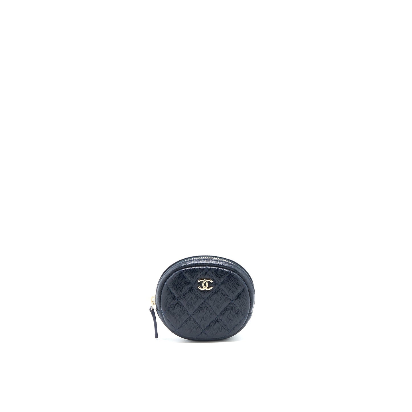 Chanel Mini Round Pouch Caviar Navy LGHW
