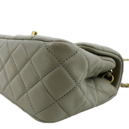 CHANEL CC Pearl Crush Mini Flap Quilted Lambskin Leather Shoulder Bag Light Grey