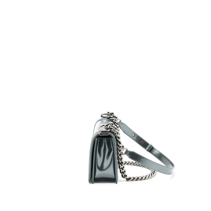 Chanel Medium Boy Bag Patent Grey Ruthenium SHW