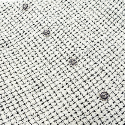 Chanel size 34 21P Tweed dress cotton/polyester white/black