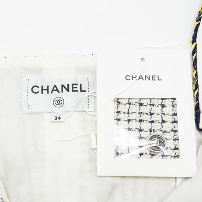 Chanel size 34 21P Tweed dress cotton/polyester white/black