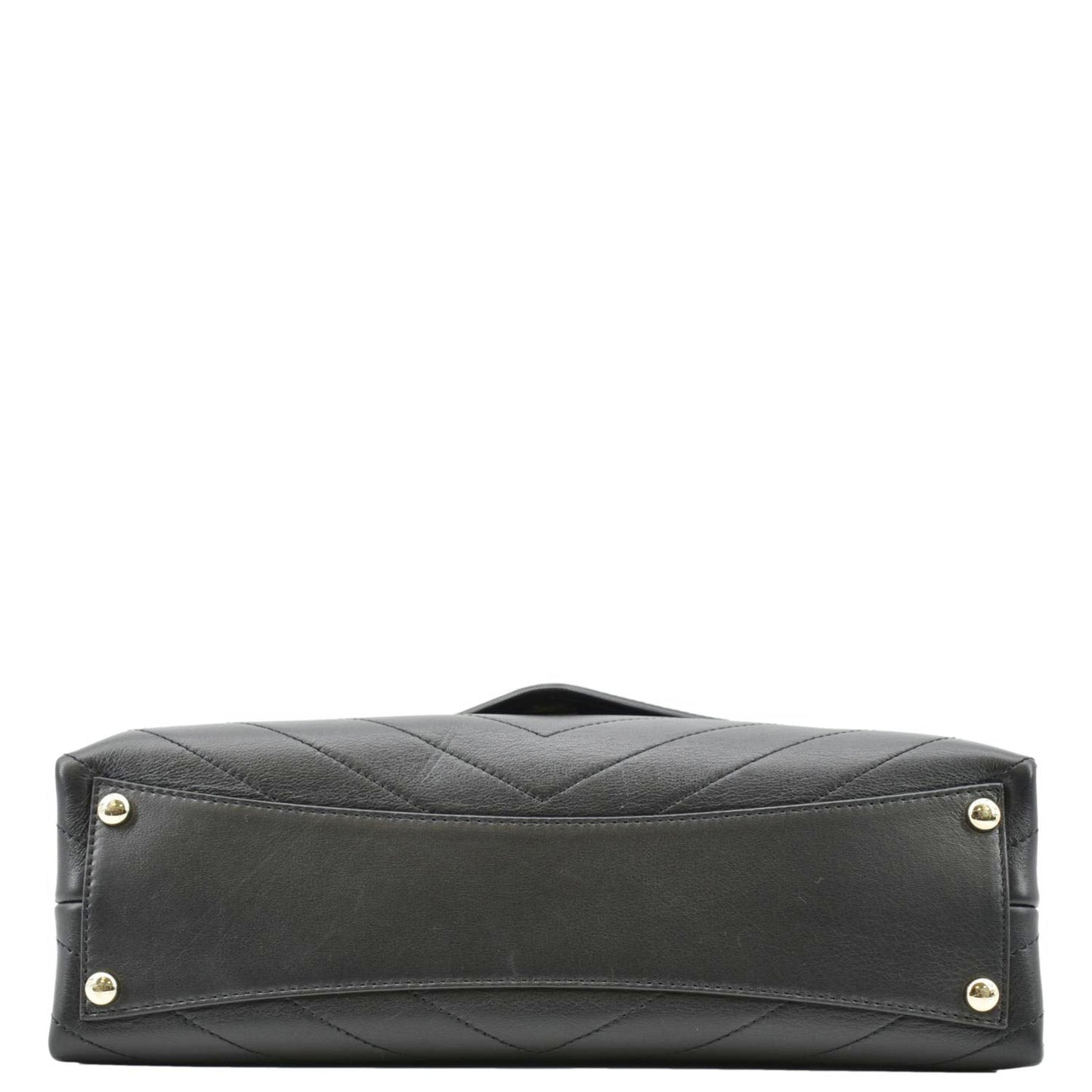 CHANEL Coco Flap Chevron  Stitched Leather Shoulder Bag Black