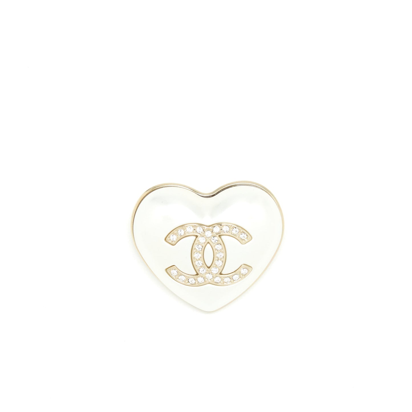 Chanel 21K Ivory Heart Brooch LGHW