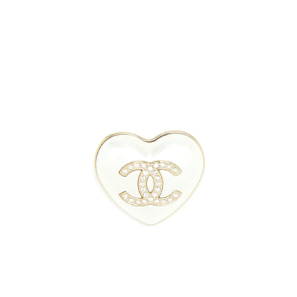 Chanel 21K Ivory Heart Brooch LGHW