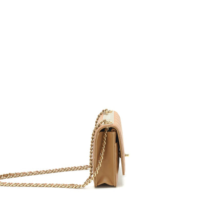 Chanel Trendy CC Wallet On Chain Lambskin Dark Beige LGHW