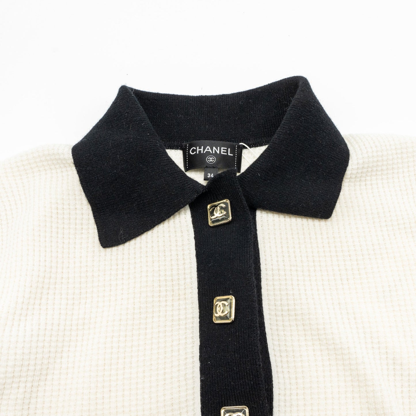 Chanel Size 34 23A Dress Cashmere White/Black