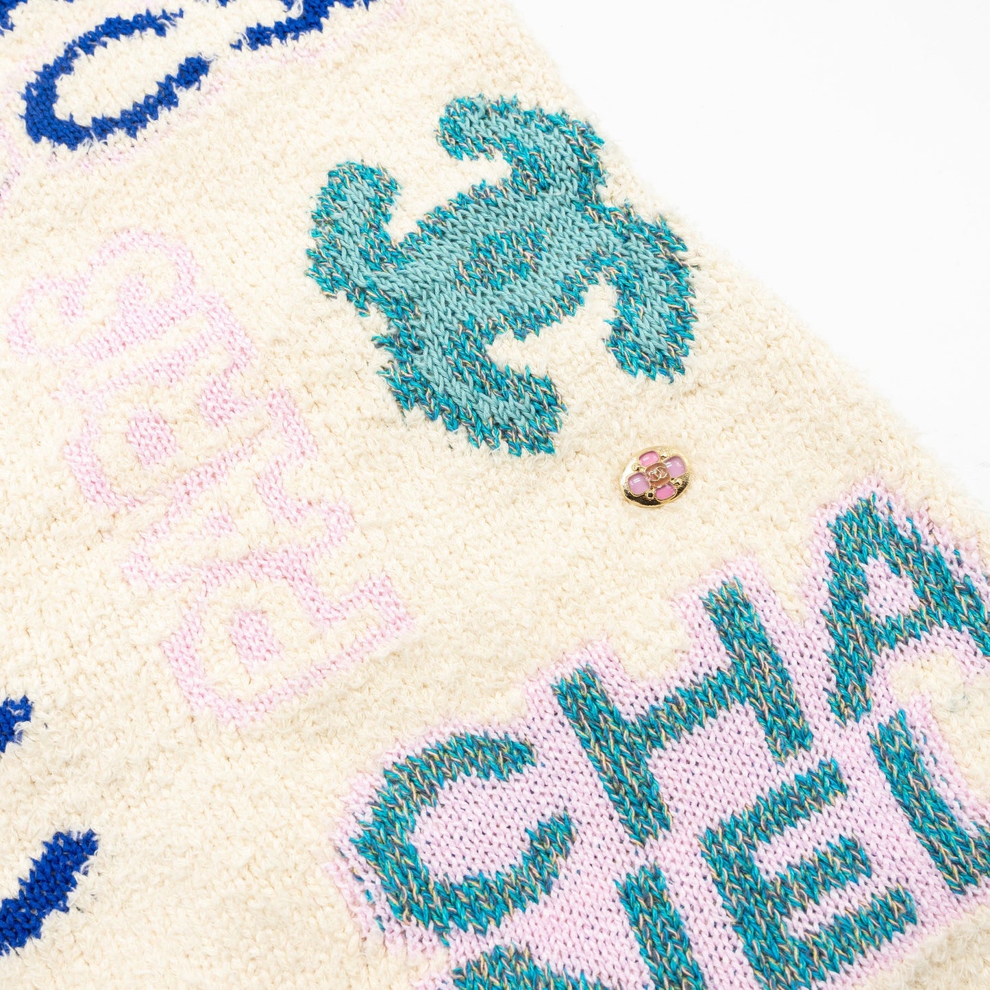 Chanel Size 36 23P Logo Dress Cotton/Polyamide Ecru/Pink/Blue/Green