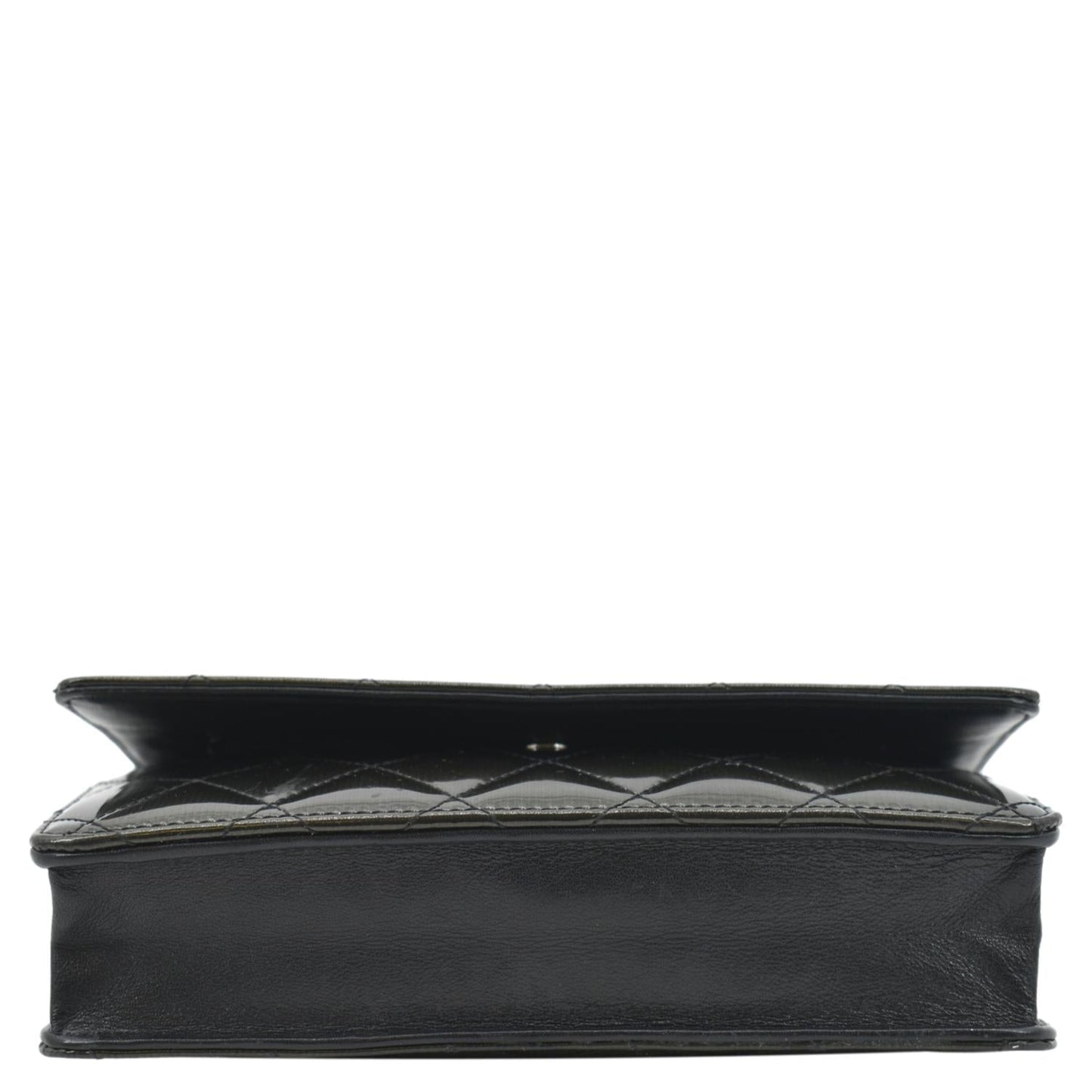 CHANEL Wallet on Chain Patent Leather Shoulder Bag Olive Green
