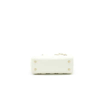 CHRISTIAN DIOR Small Lady Dior Cream With LGHW