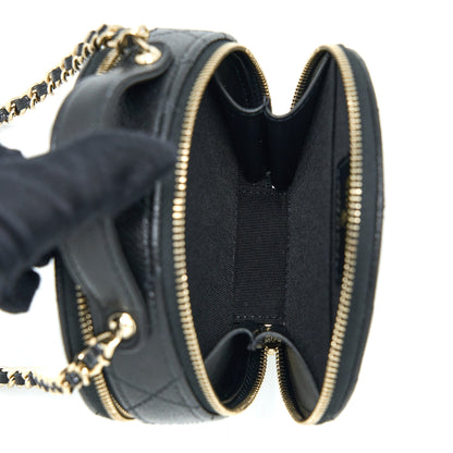 Chanel Mini Round Purse Vanity Caviar Black LGHW
