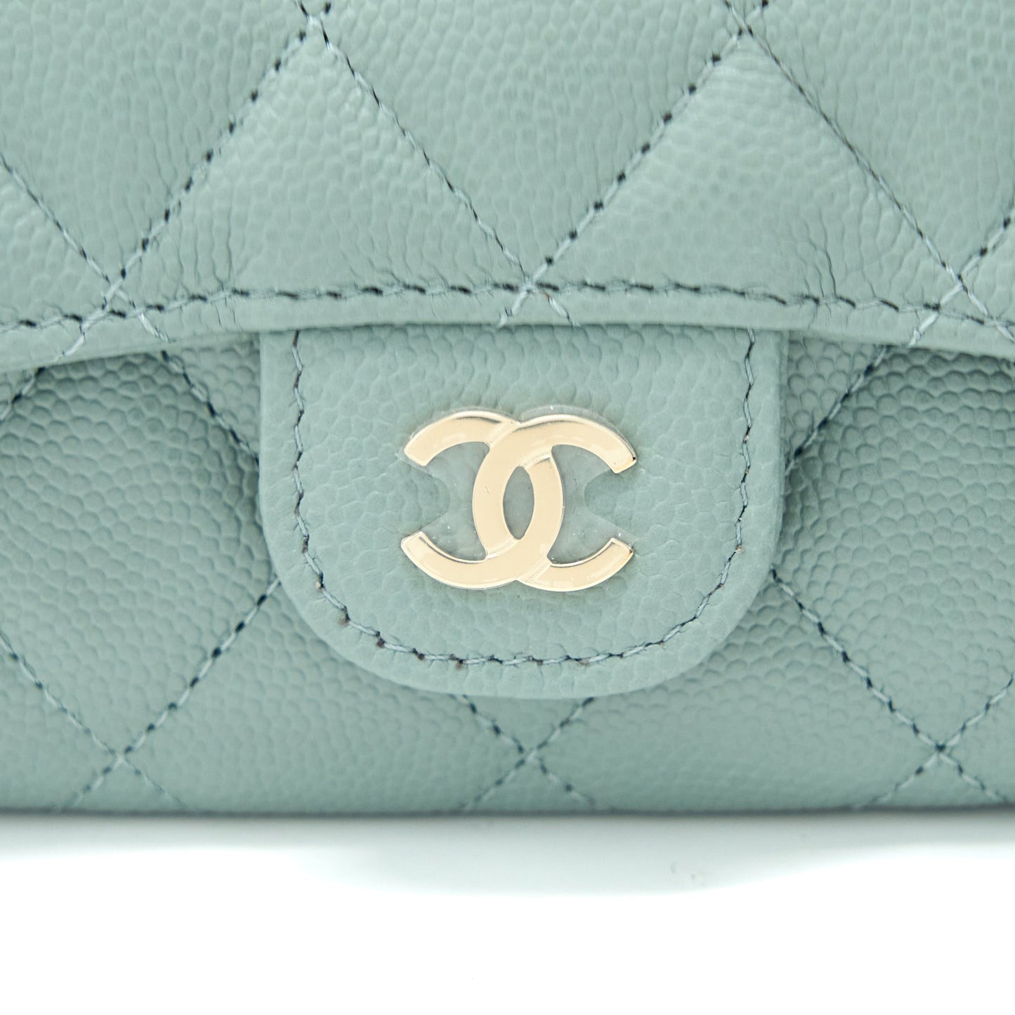 Chanel 23C Classic Flap Card Holder Caviar Light Grey LGHW