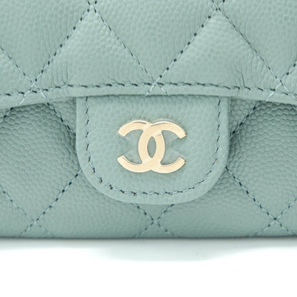 Chanel 23C Classic Flap Card Holder Caviar Light Grey LGHW