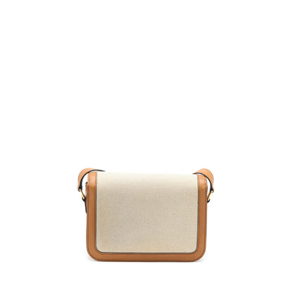 Celine Triomphe Purse Textile/Calfskin White/Tan