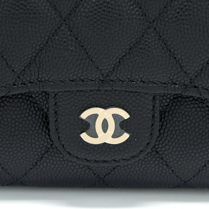 Chanel Classic Flap Compact Wallet Caviar Black LGHW
