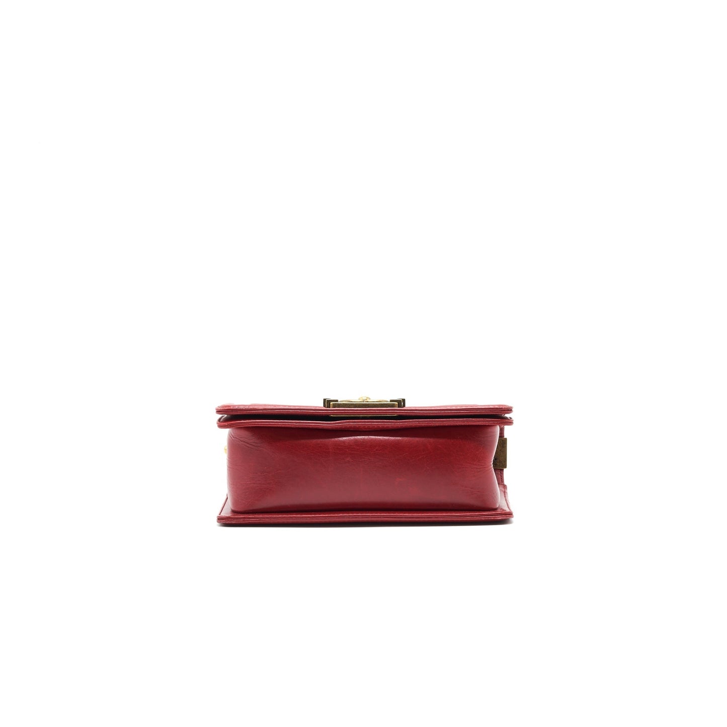 CHANEL GLAZED CALFSKIN SMALL LE BOY BAG IN RED GHW