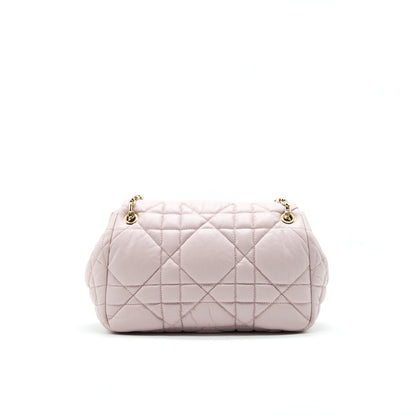 CHRISTIAN DIOR CANNAGE LEATHER FLAP BAG IN LIGHT PINK GHW