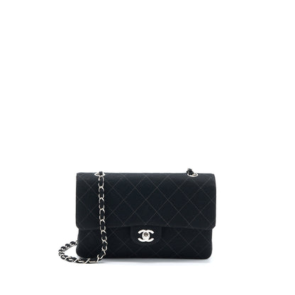 Chanel Vintage Medium Single Flap Bag Fabric Black SHW