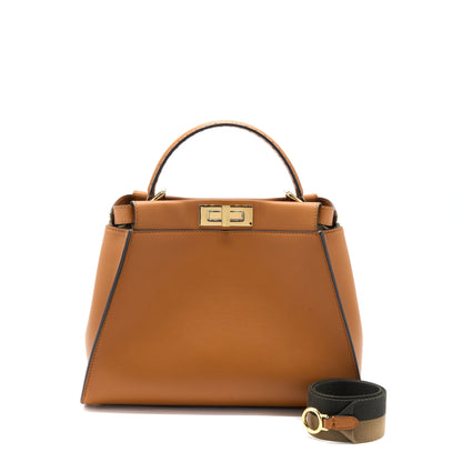 Fendi Medium Peekaboo Purse Calfskin Caramel