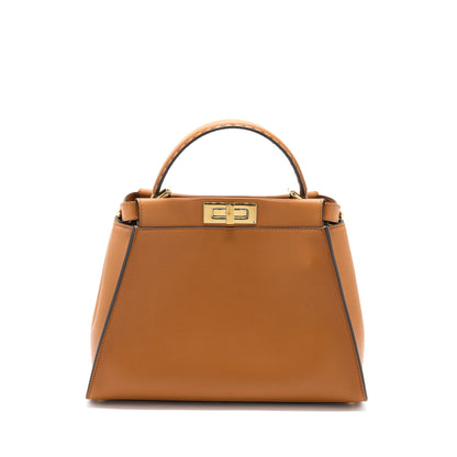 Fendi Medium Peekaboo Purse Calfskin Caramel