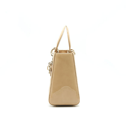 CHRISTIAN DIOR MEDIUM LADY DIOR IN PATENT LEATHER BEIGE