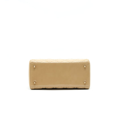 CHRISTIAN DIOR MEDIUM LADY DIOR IN PATENT LEATHER BEIGE