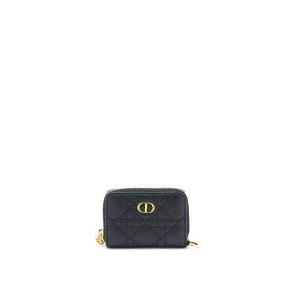 Dior Caro Detachable Card Holder Cannage Supple Calfskin Black
