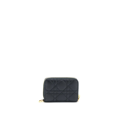 Dior Caro Detachable Card Holder Cannage Supple Calfskin Black
