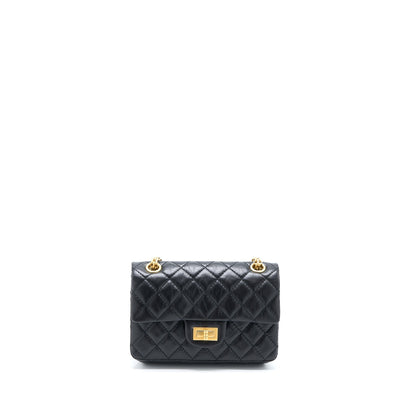 Chanel Mini 2.55 Reissue Flap Bag Aged Calfskin Black Brushed GHW (Microchip)