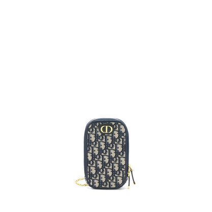 Dior Montaigne Phone Holder Oblique Jacquard Canvas Blue