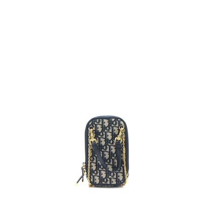 Dior Montaigne Phone Holder Oblique Jacquard Canvas Blue