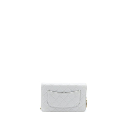 Chanel Classic Wallet on Chain Caviar Light Grey LGHW (Microchip)