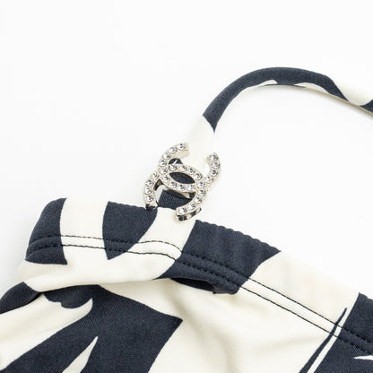 Chanel Size 36 21M Swimsuit Top and Bottom Polyamide/Elastane Navy/Ivory (Sell in a set)