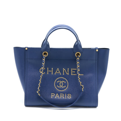Chanel Deauville Tote Bag Grained Calfskin Navy GHW