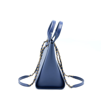 Chanel Deauville Tote Bag Grained Calfskin Navy GHW