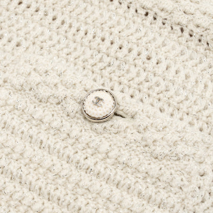Chanel Size 36 21B Knit Sleeveless Mini Dress Wool Ecru / Silver