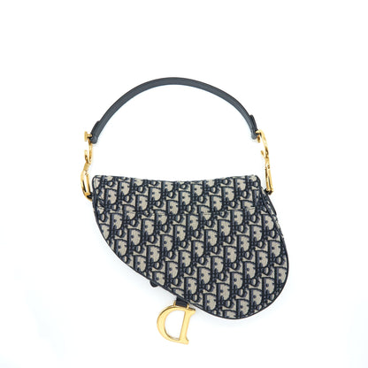 Dior Medium Saddle Purse Blue Oblique Canvas