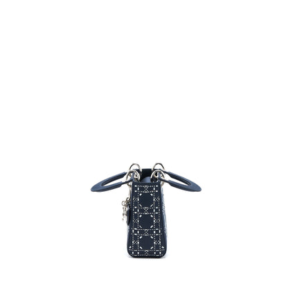 Dior Mini Lady Dior Stain Crystal Cannage Dark Blue