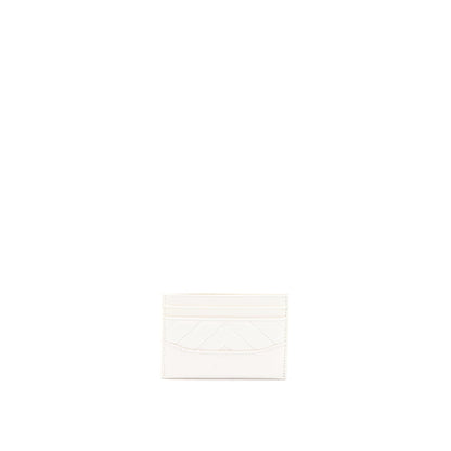 Chanel Chevron Card Holder Calfskin White GHW