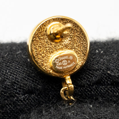 Chanel No.5 Perfume Bottle Drop Earrings Pearl/Crystal Gold Tone
