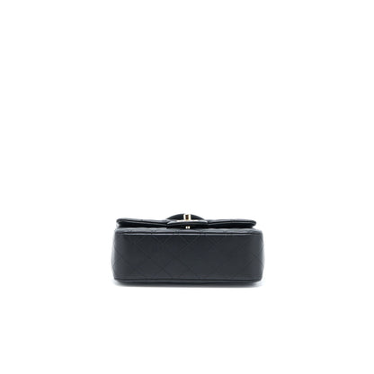 Chanel Top Handle Mini Rectangular Flap Bag Lambskin Black LGHW (Microchip)