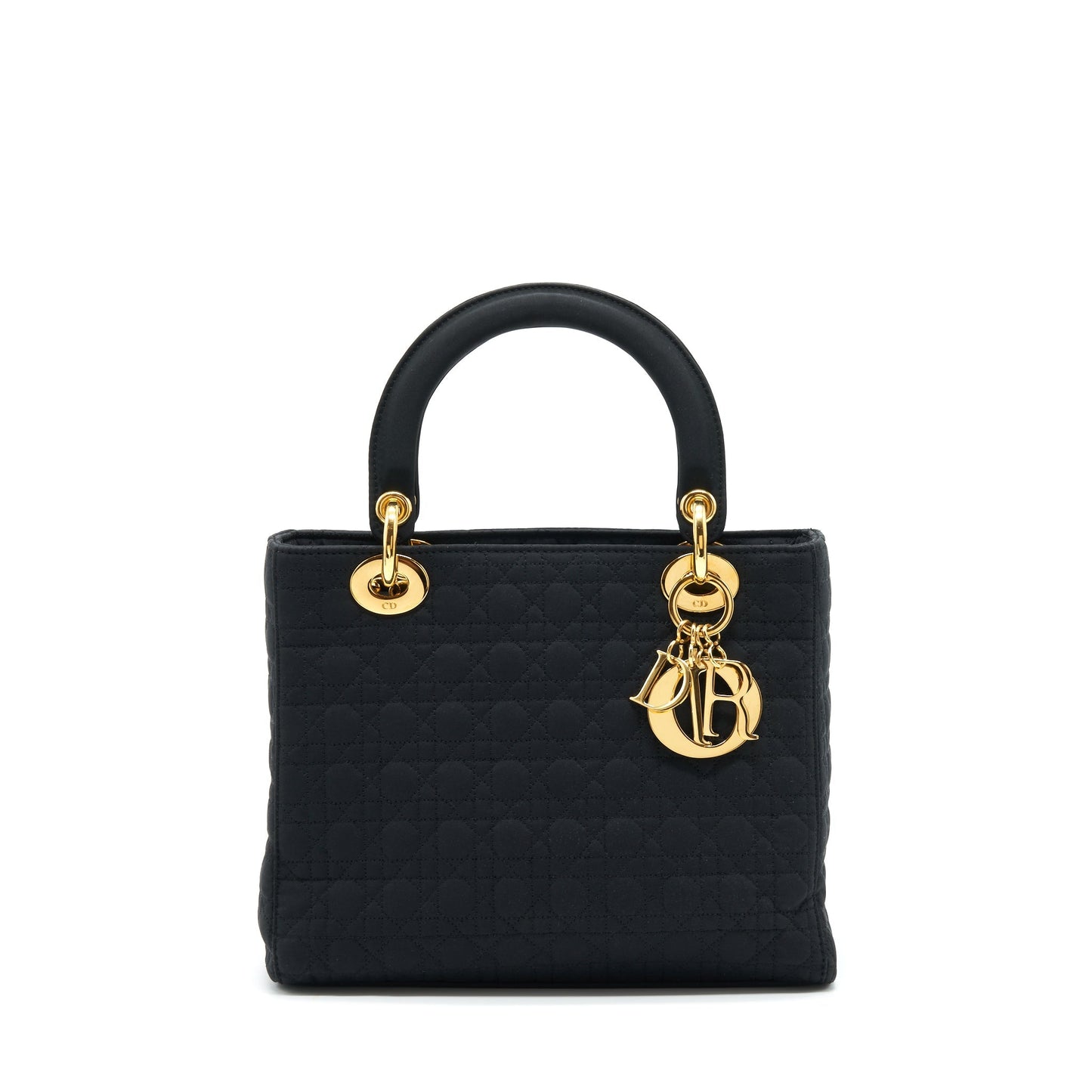 Dior Vintage Medium Lady Dior Fabric Black