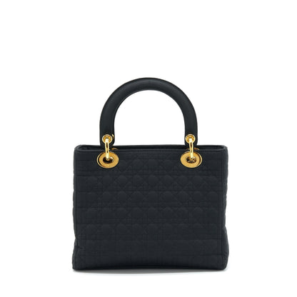 Dior Vintage Medium Lady Dior Fabric Black