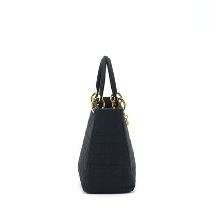Dior Vintage Medium Lady Dior Fabric Black