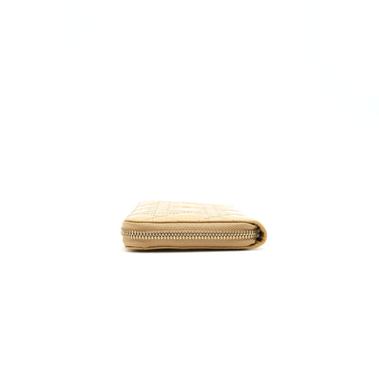 CHRISTIAN Lady Dior Voyager Zip Wallet Beige